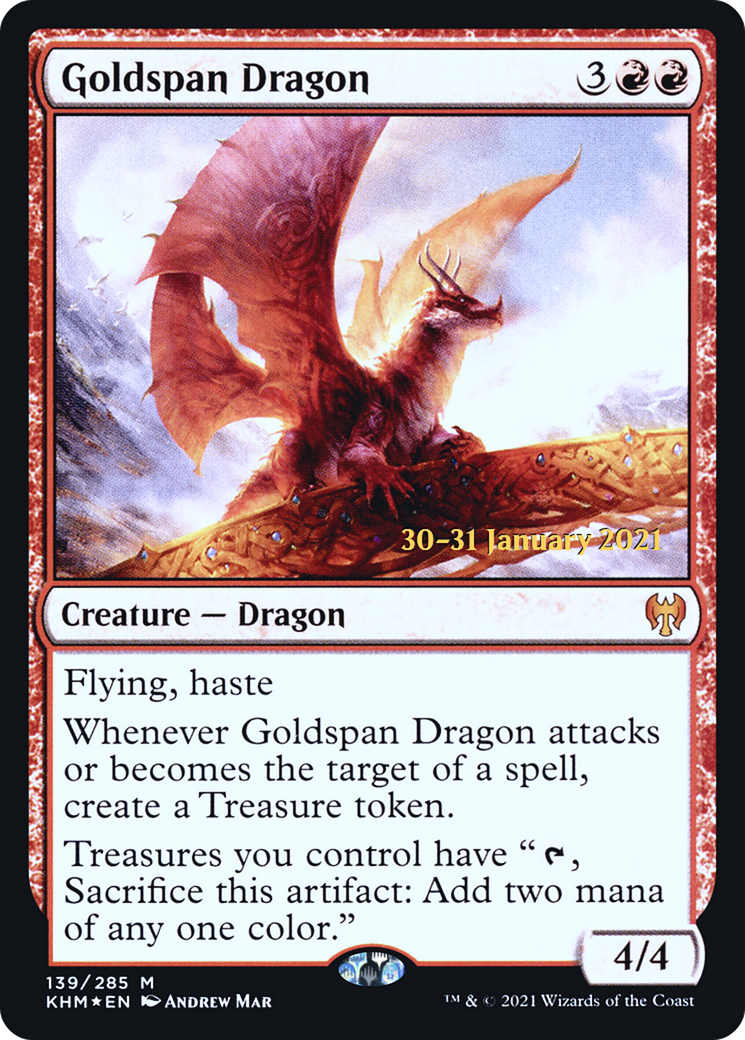Image of Goldspan Dragon (PRE-139) - Kaldheim Promos Foil