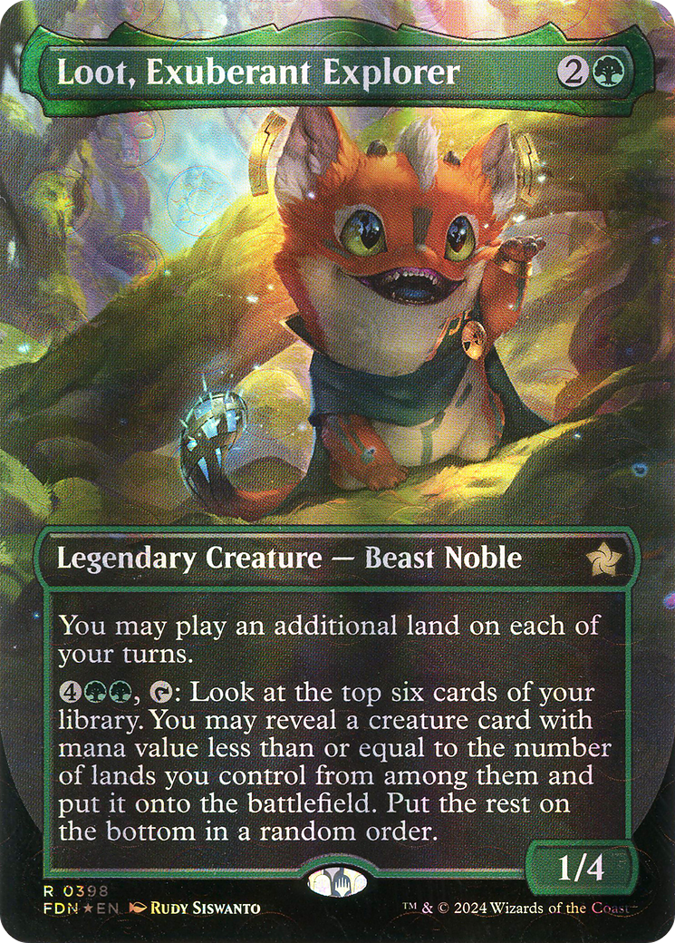 Image of Loot, Exuberant Explorer (Borderless) (Mana Foil) (FDN-398) - Foundations (Borderless) Foil