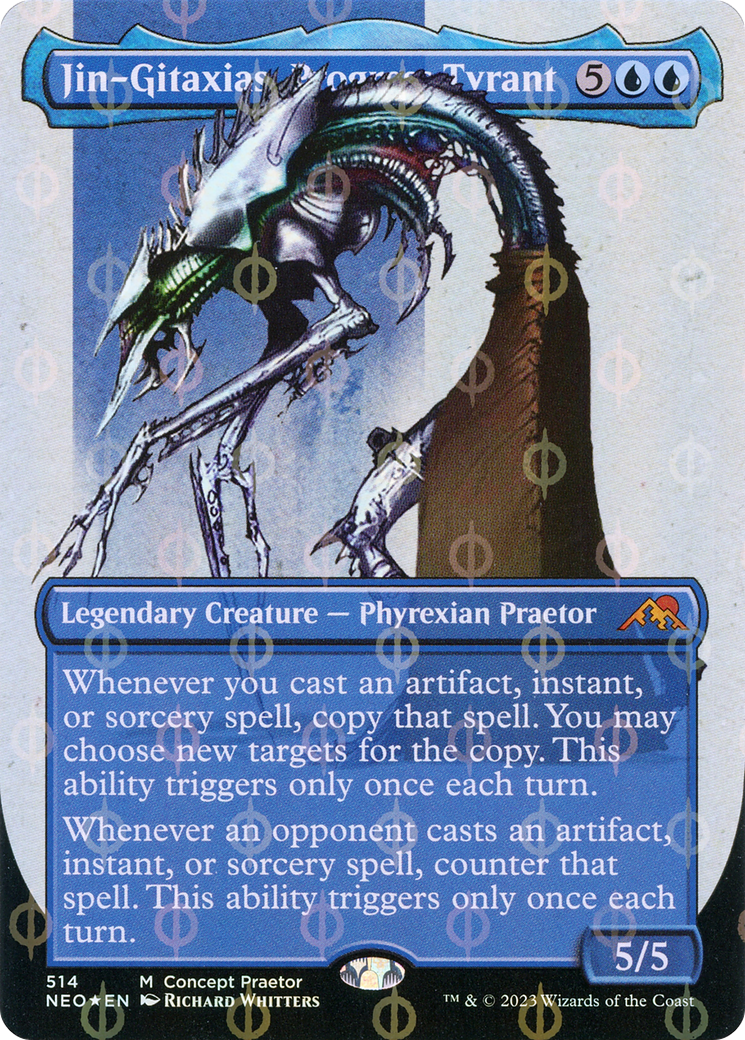 Image of Jin-Gitaxias, Progress Tyrant (Concept Praetor) (Step-And-Compleat Foil) (ONE-514) - Kamigawa: Neon Dynasty (Borderless) Foil