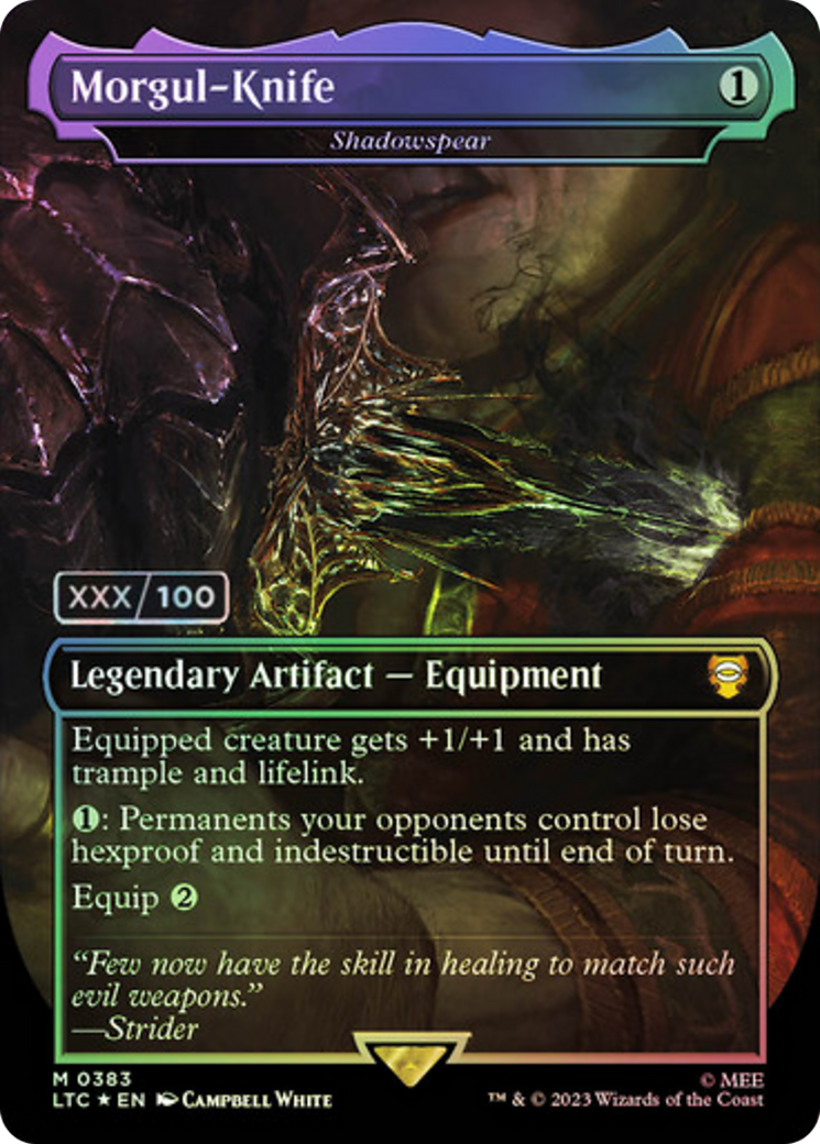 Image of Morgul-Knife - Shadowspear (Serial Numbered) (LTC-383) - Tales of Middle-earth Commander / Morgul-Knife (Borderless) Foil