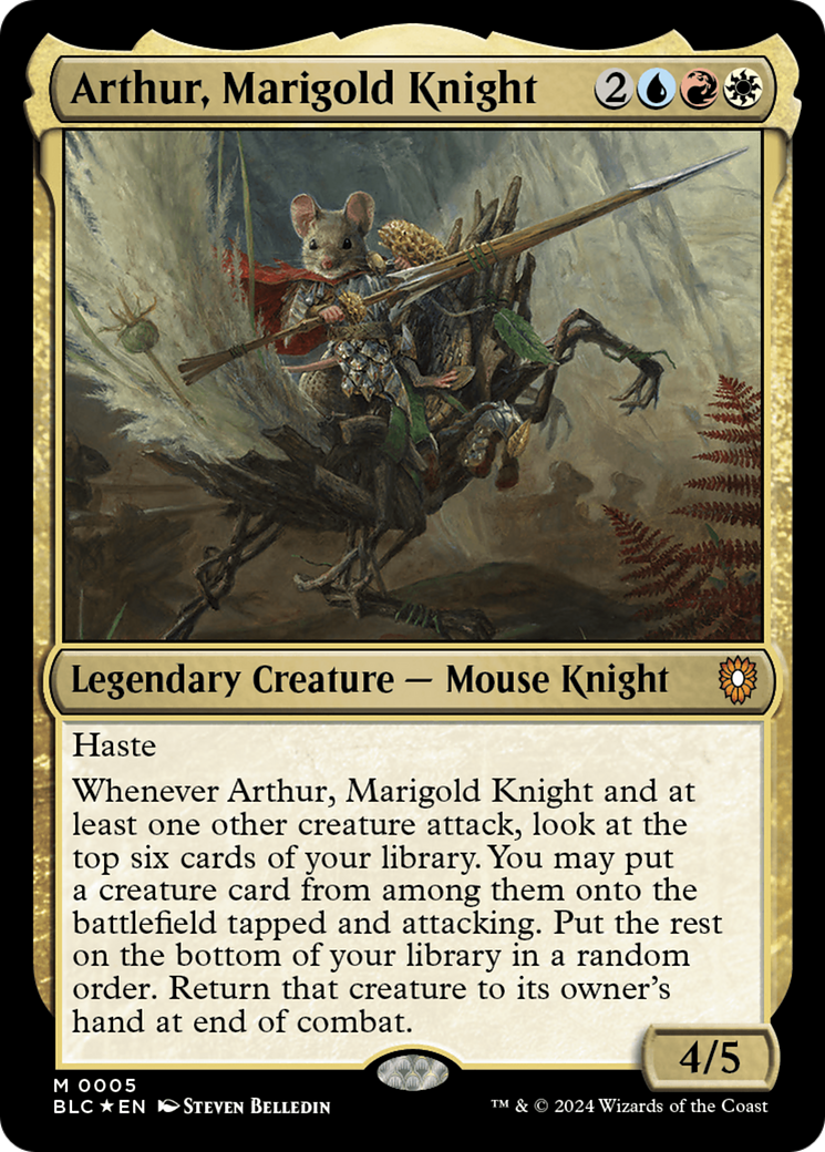 Image of Arthur, Marigold Knight (BLC-005) - Bloomburrow Commander Foil