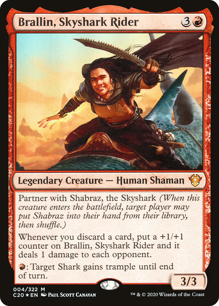 Image of Brallin, Skyshark Rider (C20-004) - Commander 2020 Foil