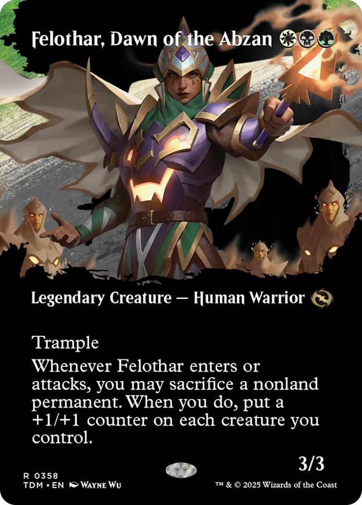 Image of Felothar, Dawn of the Abzan (Borderless) (TDM-358) - Tarkir: Dragonstorm: (Showcase) (Borderless) Foil
