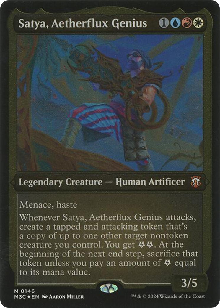 Image of Satya, Aetherflux Genius (Display Commander) - Thick Stock (M3C-146) - Modern Horizons 3 Commander Foil