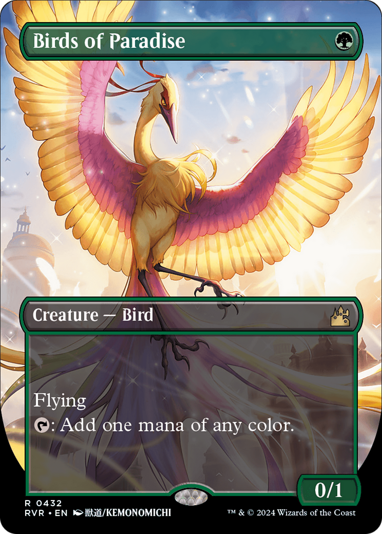 Image of Birds of Paradise (Anime Borderless) (RVR-432) - Ravnica Remastered (Borderless) Foil