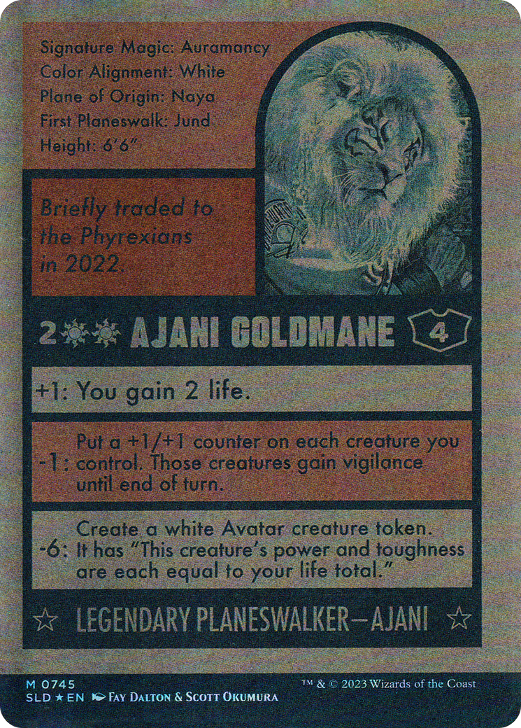 Image of Ajani Goldmane (745) (Autographed) (SLD-745) - Secret Lair Drop: (Full Art) (Borderless) Foil