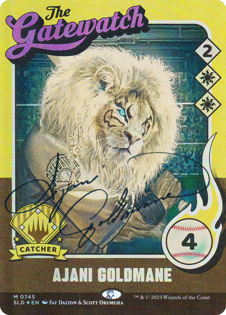 Image of Ajani Goldmane (745) (Autographed) (SLD-745) - Secret Lair Drop: (Full Art) (Borderless) Foil