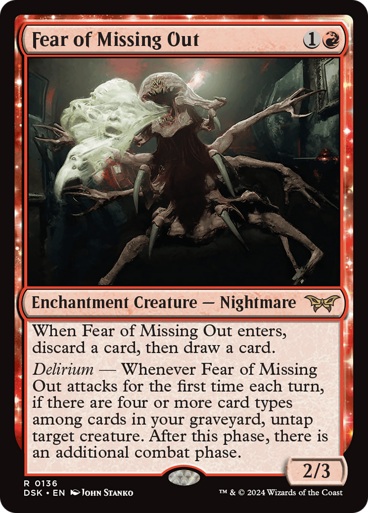 Image of Fear of Missing Out (DSK-136) - Duskmourn: House of Horror: (enchantment) Foil