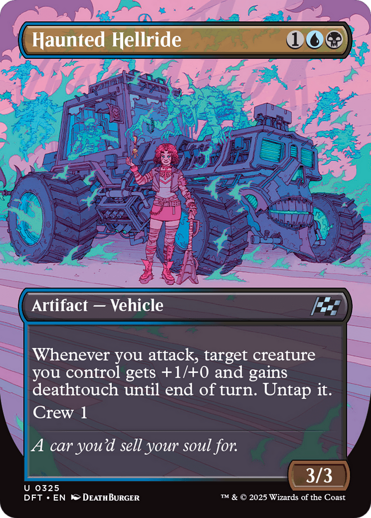 Image of Haunted Hellride (Borderless) (DFT-325) - Aetherdrift (Borderless) Foil