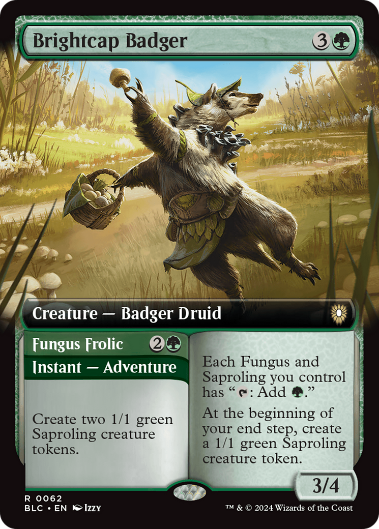 Image of Brightcap Badger (Extended Art) (BLC-062) - Bloomburrow Commander: (Extended Art)