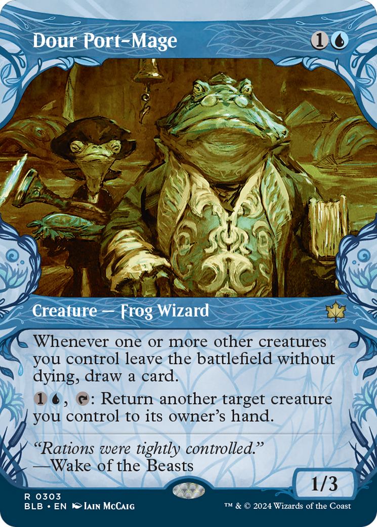 Image of Dour Port-Mage (Showcase) (BLB-303) - Bloomburrow: (Showcase) (Borderless)