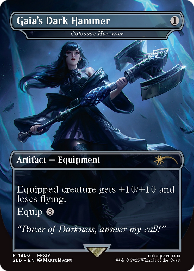 Image of Colossus Hammer (SLD-1866) - Secret Lair Drop / Gaia's Dark Hammer (Borderless) Foil