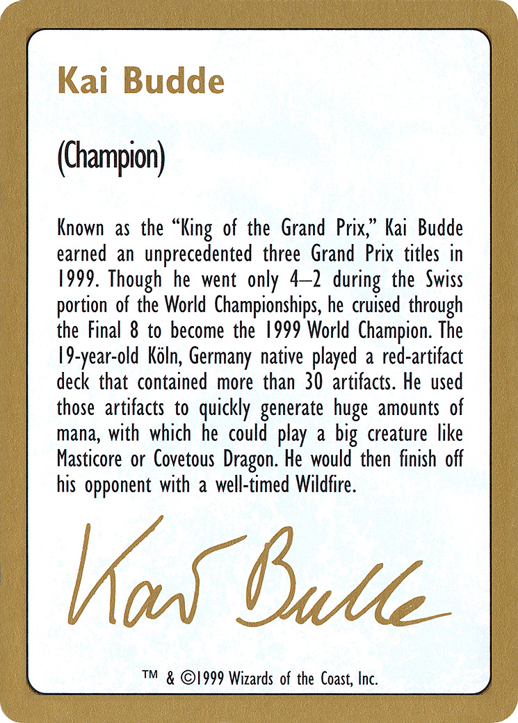 Image of 1999 Kai Budde Biography Card (WCD-) - World Championship Decks 1999