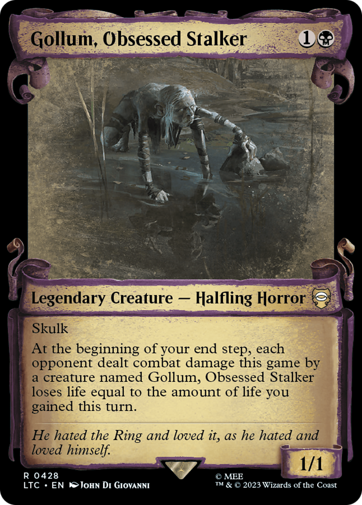 Image of Gollum, Obsessed Stalker (Showcase Scrolls) (LTC-428) - Tales of Middle-earth Commander: (Showcase) Foil