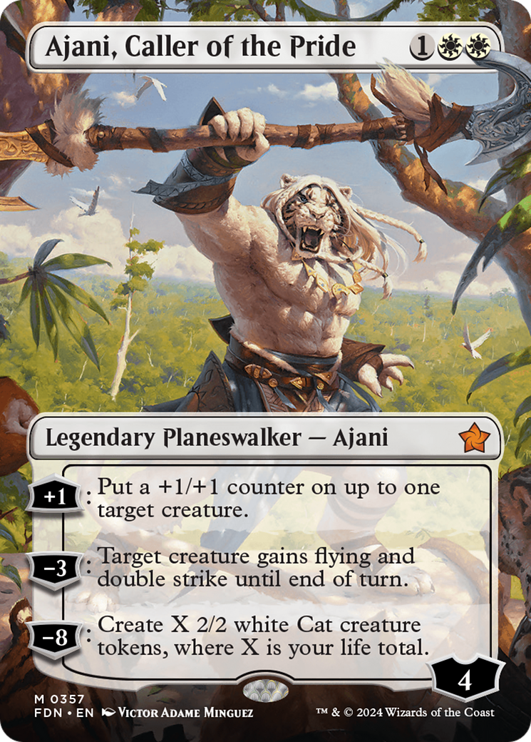 Image of Ajani, Caller of the Pride (Borderless) (FDN-357) - Foundations (Borderless)