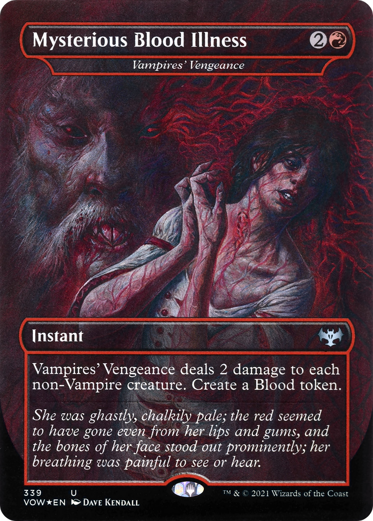 Image of Mysterious Blood Illness - Vampires' Vengeance (VOW-339) - Innistrad: Crimson Vow / Mysterious Blood Illness (Borderless) Foil