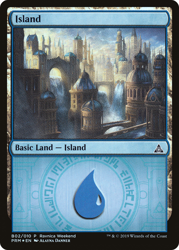 Image of Island - Azorius (B02) (LARP-B02) - RNA Ravnica Weekend Foil