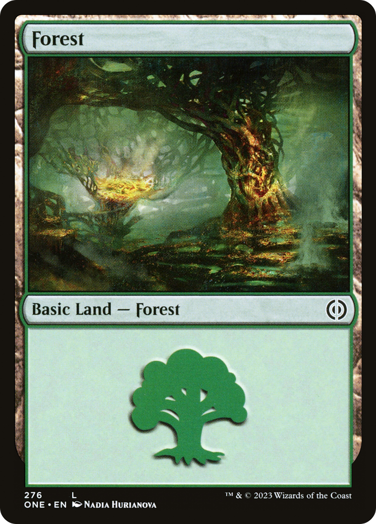 Image of Forest (276) (ONE-276) - Phyrexia: All Will Be One Foil
