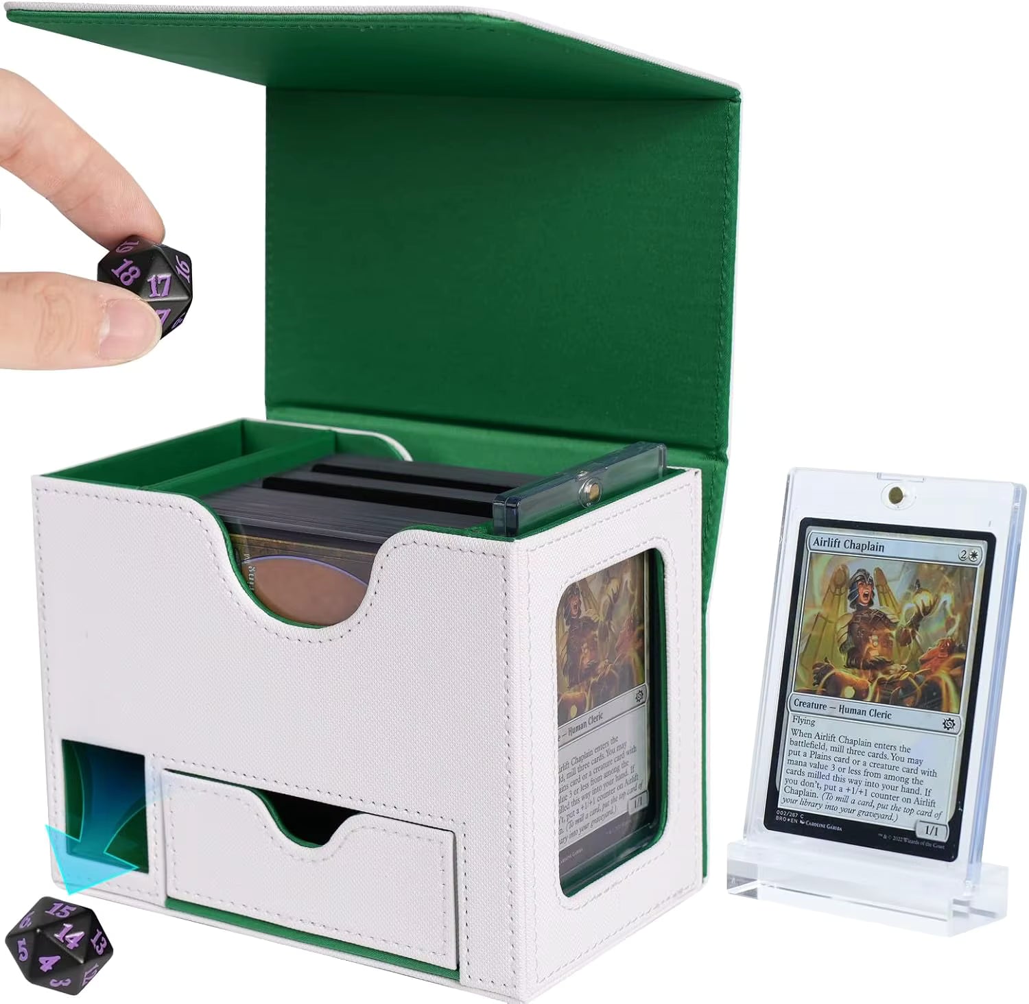 Image of Deck Box/ Dice Roller W/ magnetic card case window and dice tray