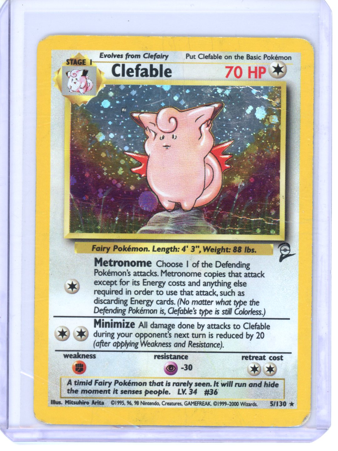 Pokemon Clefable Base Set 2 Holo #5/130 DMG