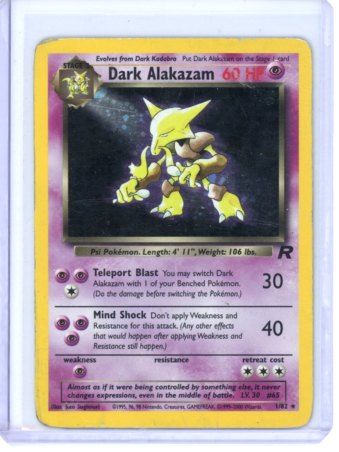 Pokemon Dark Alakazam Team Rocket Holo #1/82 DMG