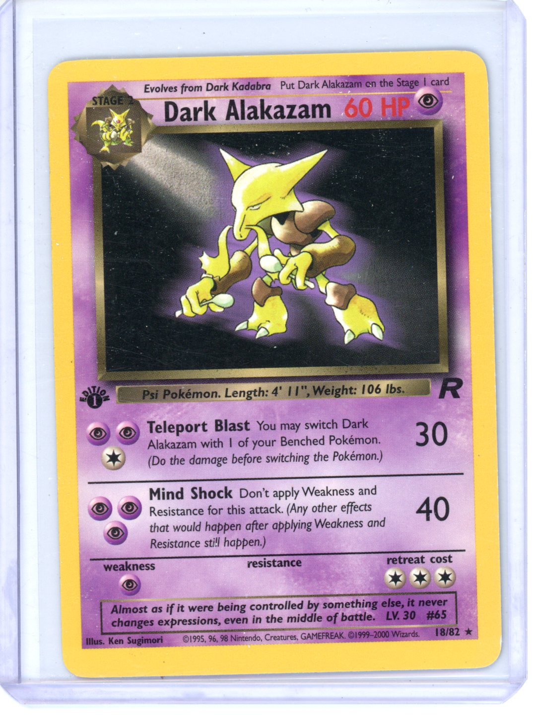 Pokemon Dark Alakazam First Edition non Holo Team Rocket #10/82 NM