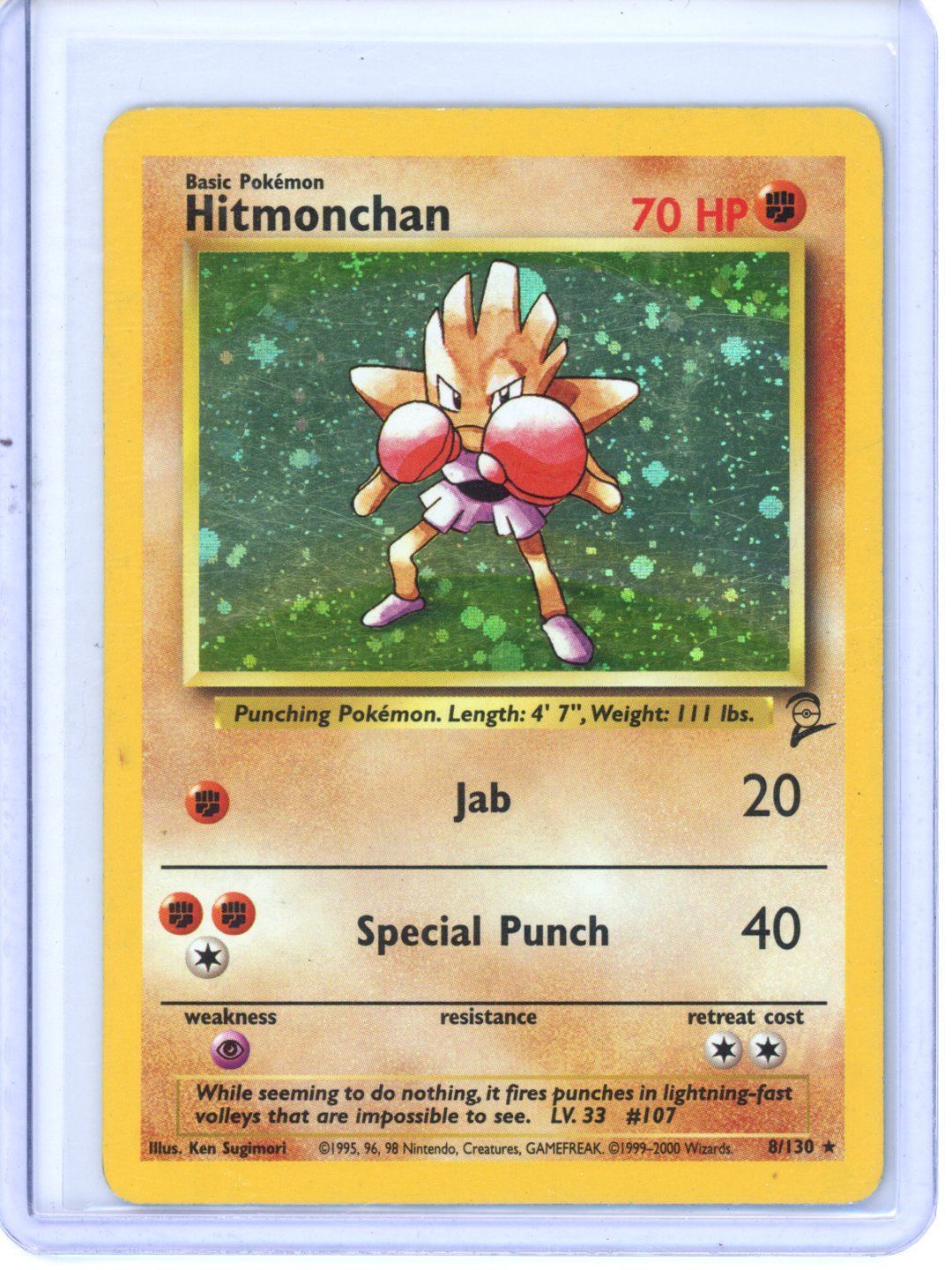 Pokemon Hitmonchan Base Set 2 Holo #7/102 HP