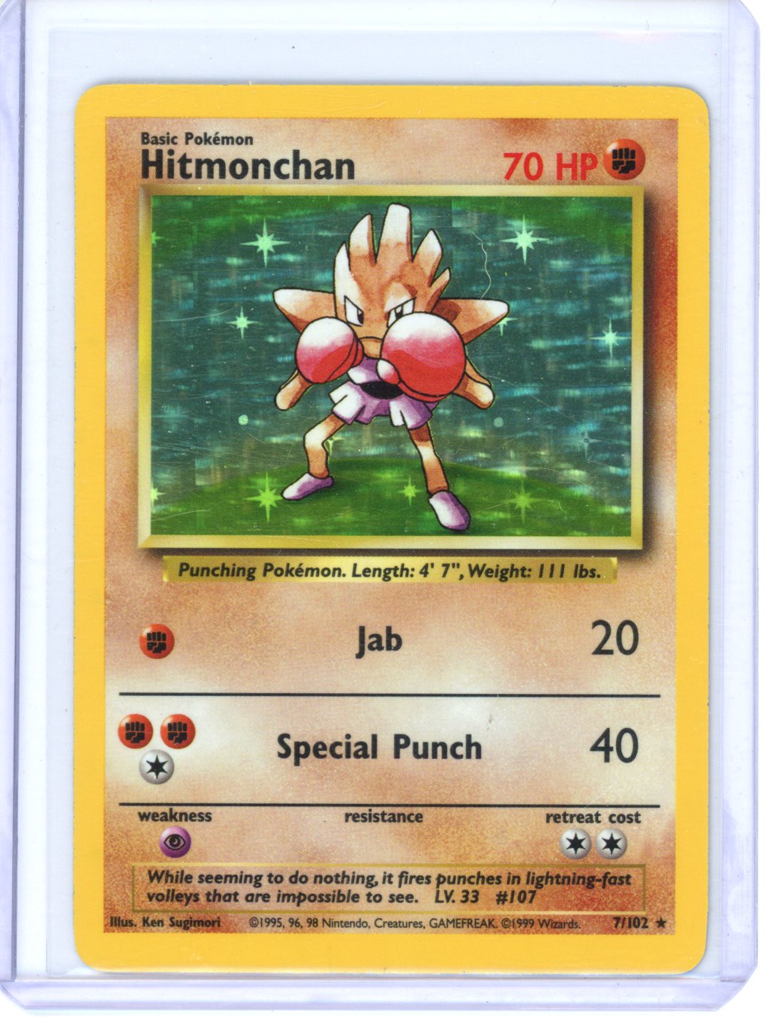Pokemon Hitmonchan Base Set Holo #7/102 LP (1)