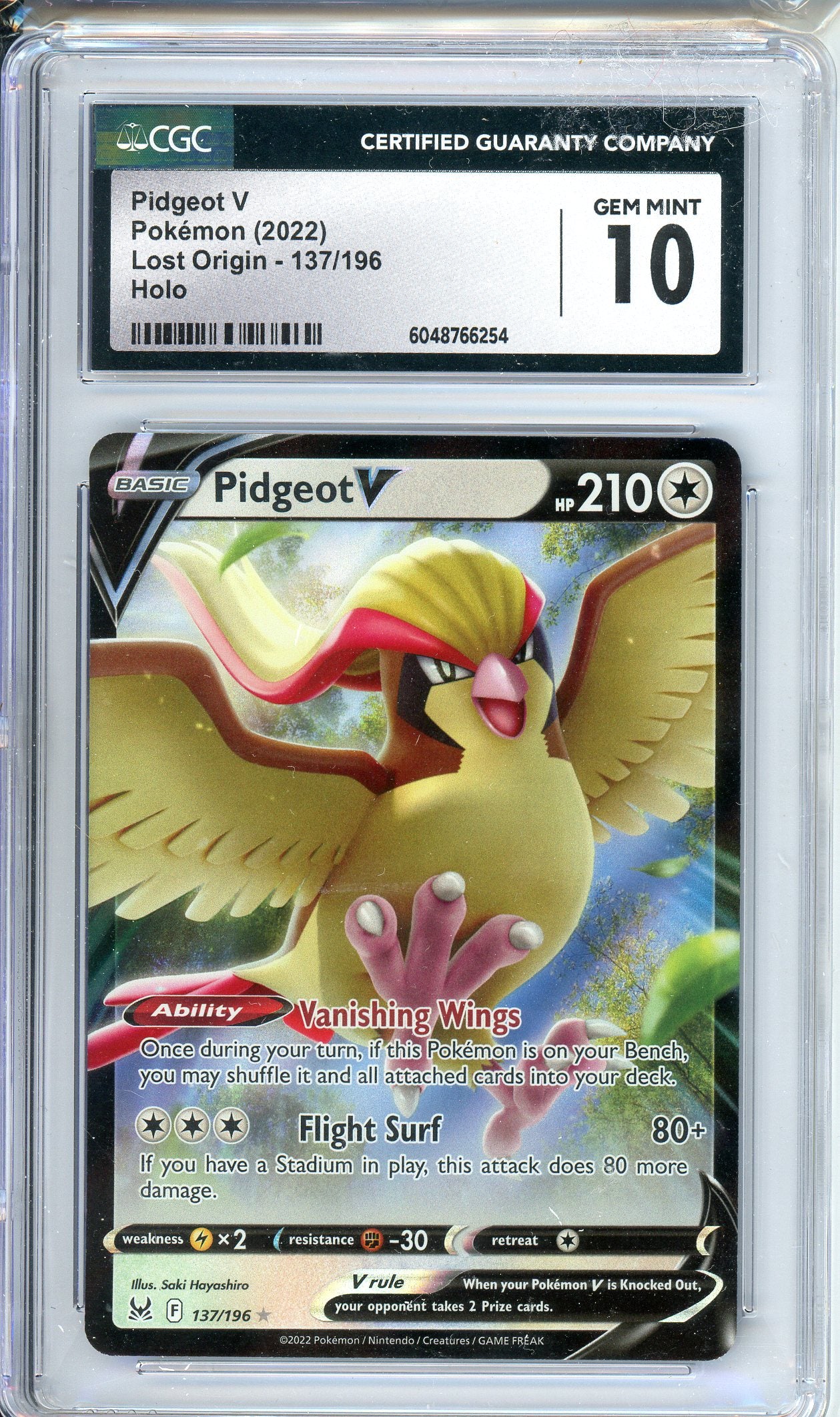 CGC Grade 10 - Pidgeot V - 137/196