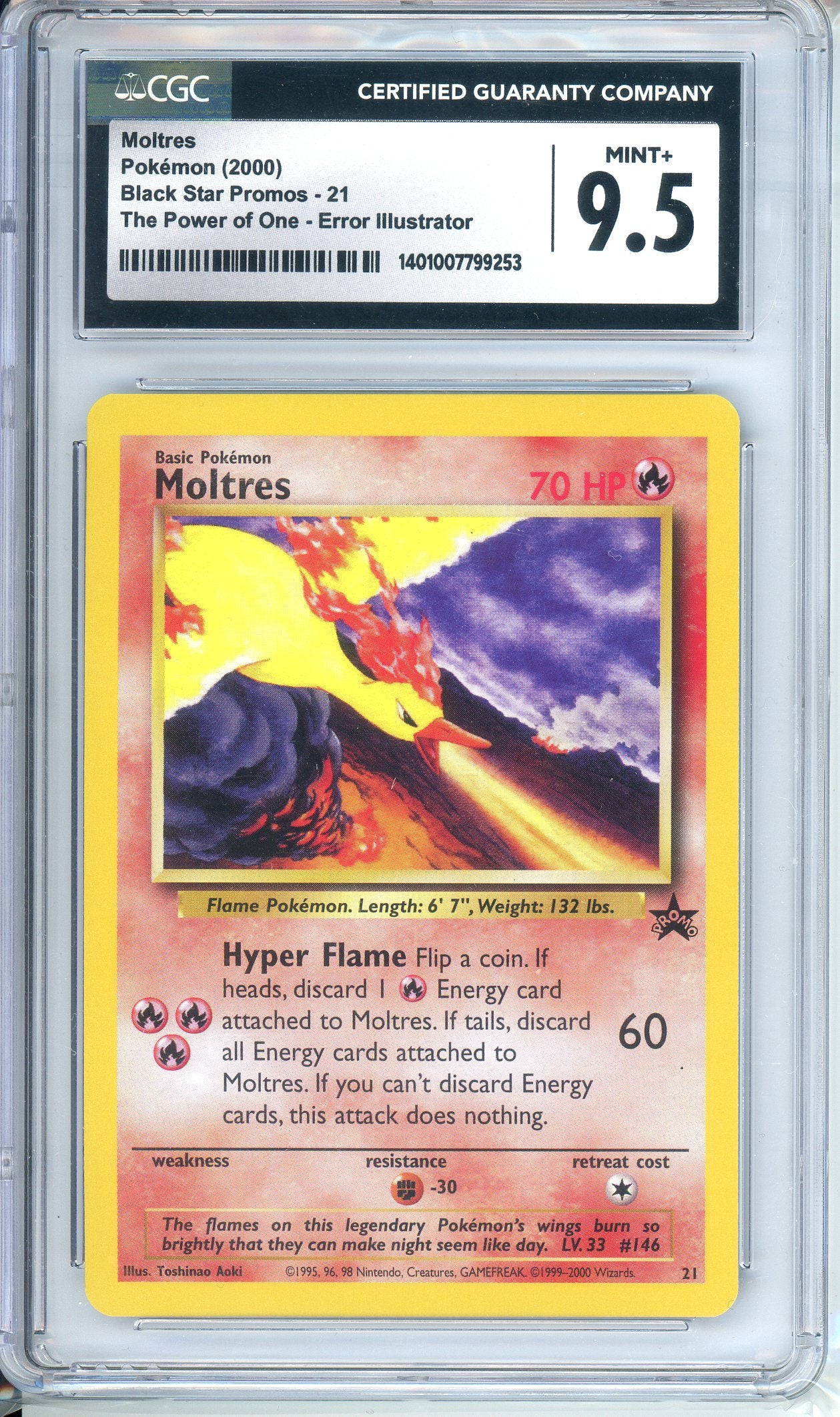 CGC Grade 9.5 - Moltres (Black Star Promos - 21)