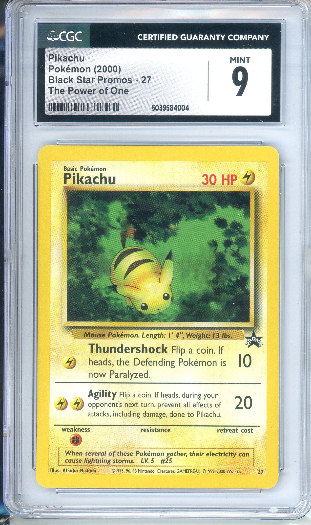 CGC Grade: 9 - Pikachu (Black Star Promo - 27, The power of One)