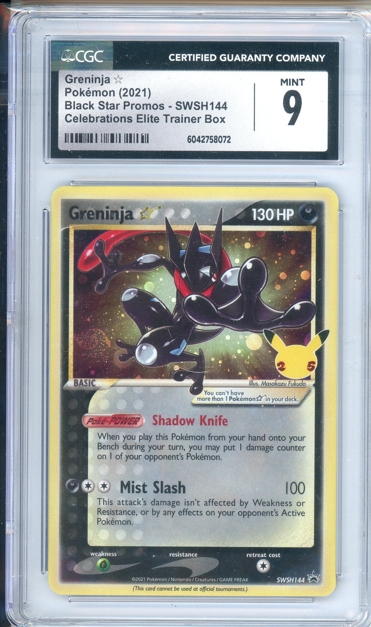 CGC Grade: 9 - Greninja Star (Celebration - SWSH144)