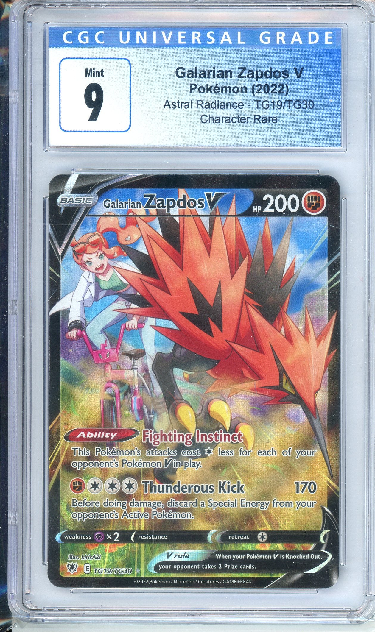 CGC Grade: 9 - Galarian Zapdos V - TG19/TG30
