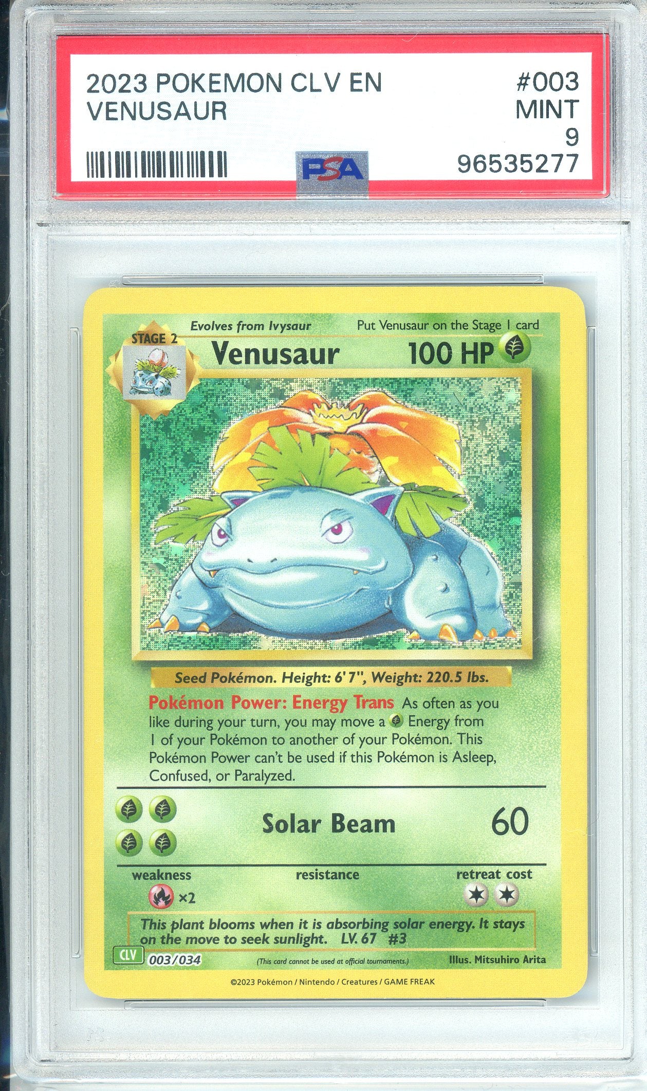 PSA Grade: 9 - Holo Venusaur - 003/034