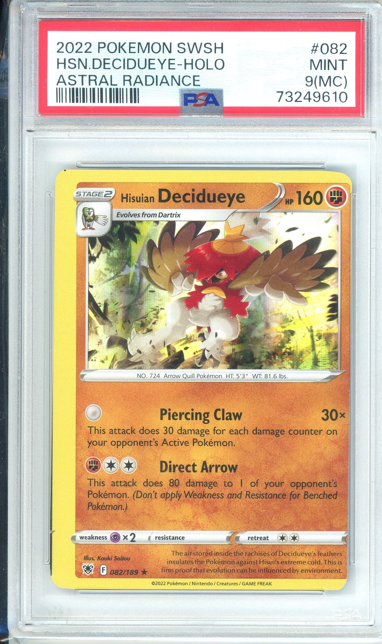 PSA Grade: 9 - 5 Graded Cards & Off Centered, Adaman, Hisuian Decidueye, absol, Hisuian Samurott, Diancie