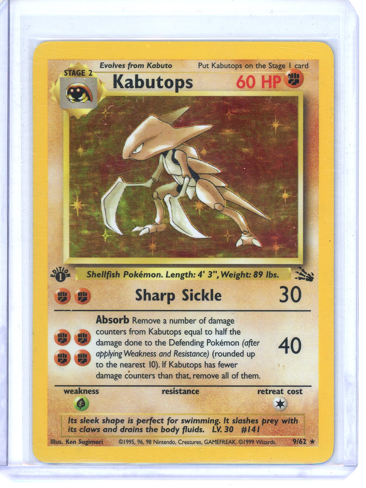 * Kabutops (9) - Fossil (FO) - 1st Edition - Holofoil - LP