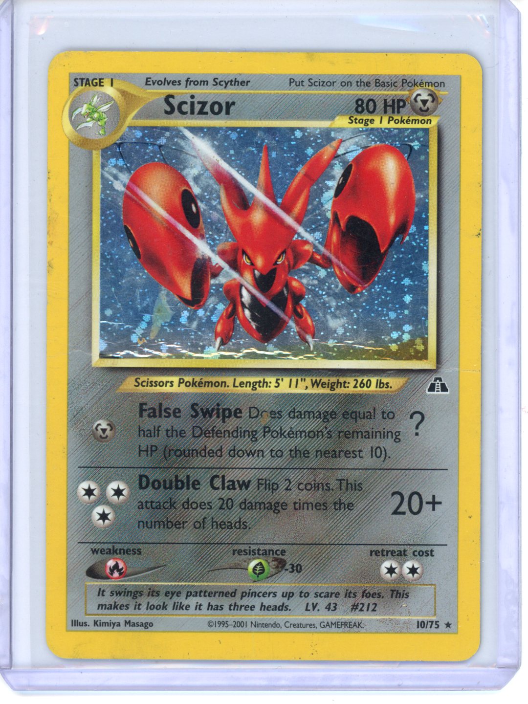 * Unlimited Holo - Pokemon Scizor (10) - Neo Discovery (N2) DMG