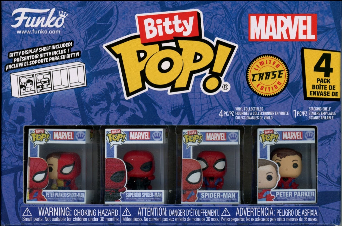 Image of Spider-Man Peter Parker Funko Bitty Pop! Mini-Figure 4-Pack Peter Parker Chase