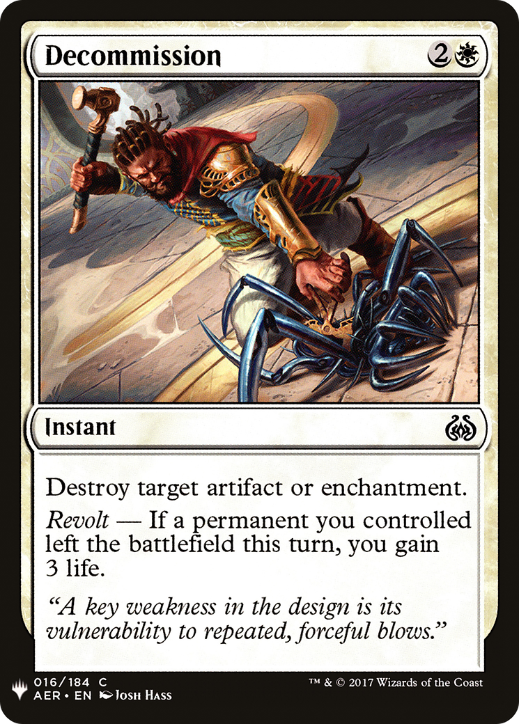 Image of Decommission (LIST-AER-16) - The List