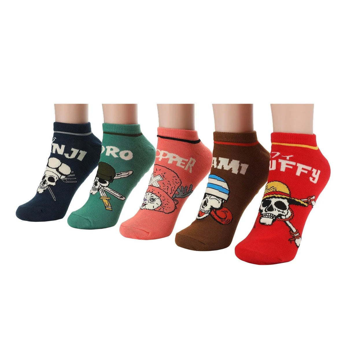Image of Pre Order One Piece Jolly Rogers with Chopper Ankle Socks 5-Pack