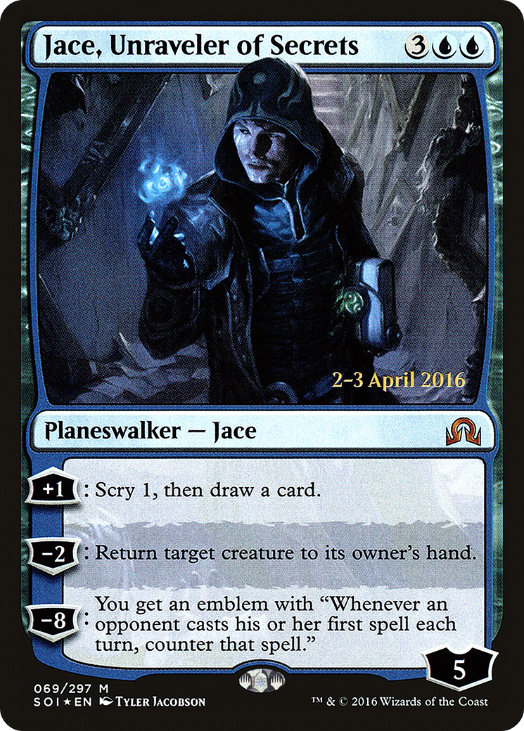 Image of Jace, Unraveler of Secrets (PRE-069) - Shadows over Innistrad Promos Foil