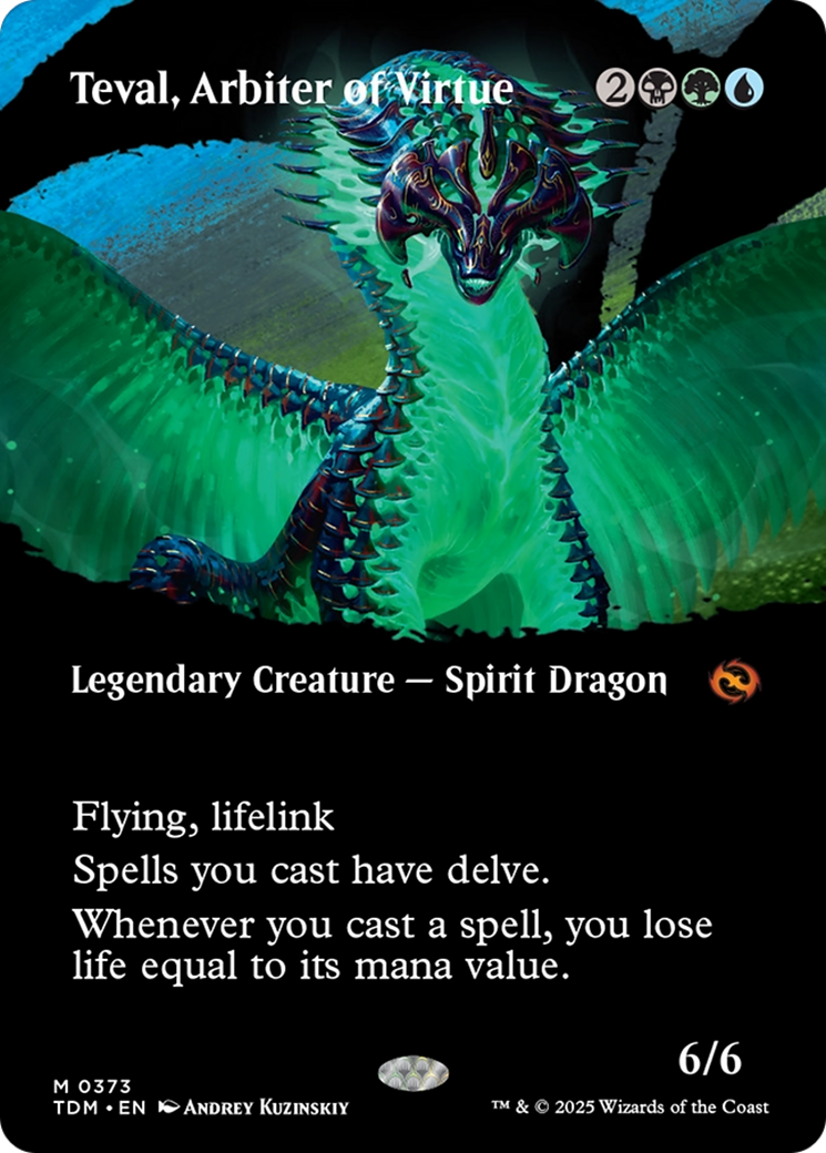 Image of Teval, Arbiter of Virtue (TDM-373) - Tarkir: Dragonstorm: (Showcase) (Borderless)