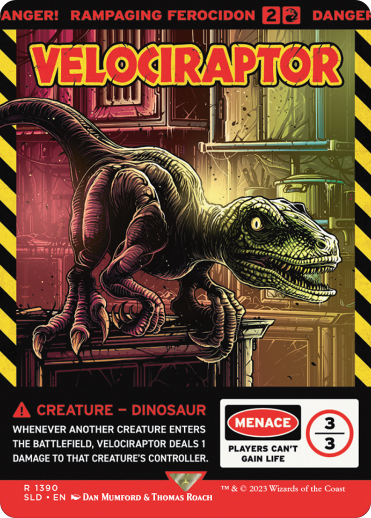 Image of Velociraptor - Rampaging Ferocidon (SLD-1390) - Secret Lair Drop / Velociraptor: (Full Art) (Borderless)