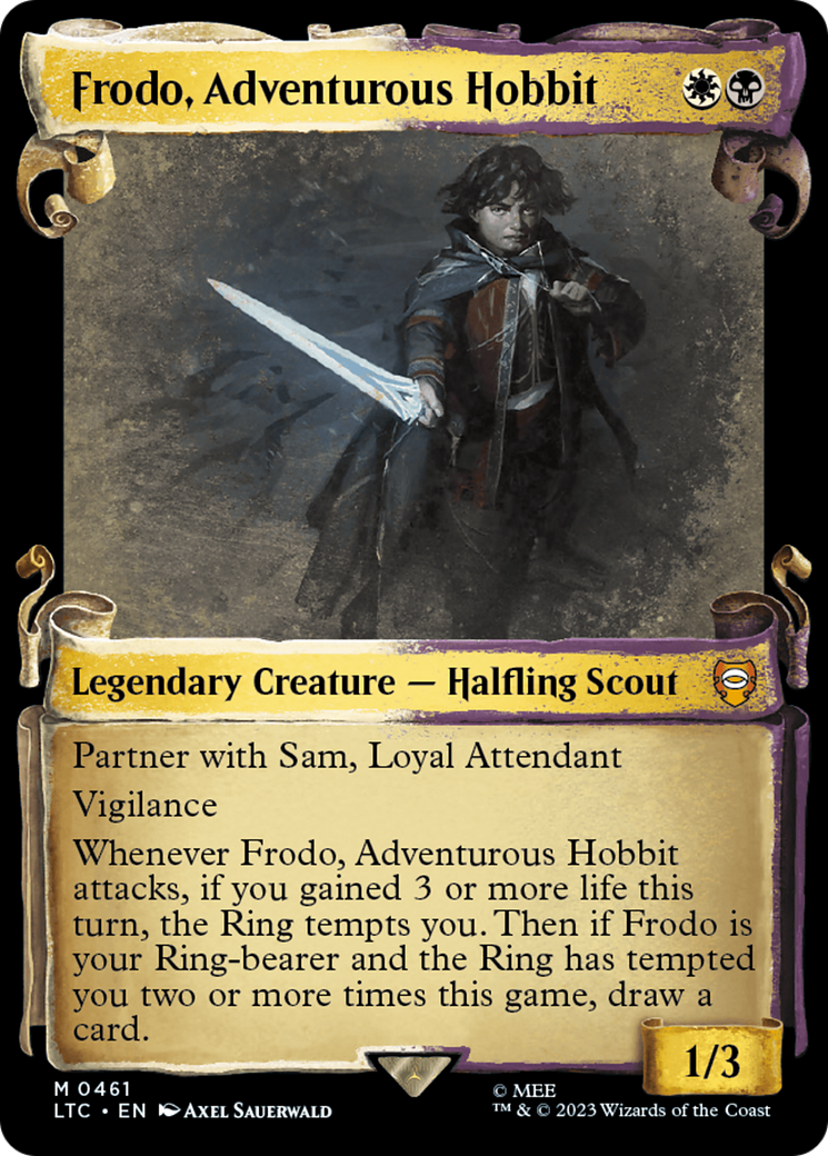 Image of Frodo, Adventurous Hobbit (Showcase Scrolls) (LTC-461) - Tales of Middle-earth Commander: (Showcase) Foil