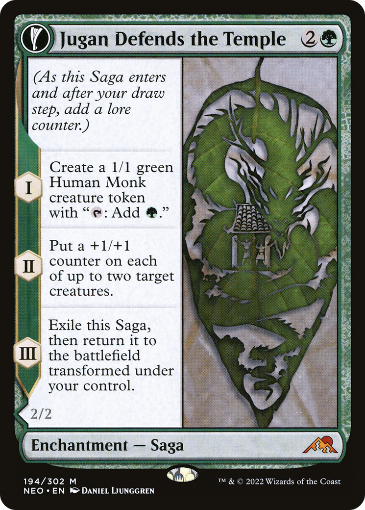 Image of Jugan Defends the Temple (NEO-194) - Kamigawa: Neon Dynasty: (fandfc, enchantment) Foil