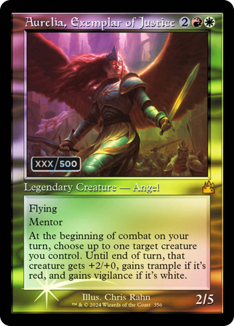 Image of Aurelia, Exemplar of Justice (Retro Frame) (Serial Numbered) (RVR-356) - Ravnica Remastered Foil
