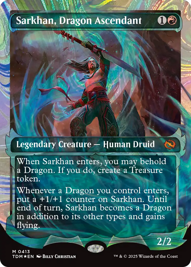 Image of Sarkhan, Dragon Ascendant (0413) (Showcase) (Halo Foil) (TDM-413) - Tarkir: Dragonstorm: (Showcase) Foil