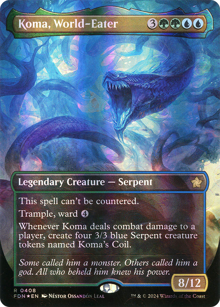 Image of Koma, World-Eater (Borderless) (Mana Foil) (FDN-408) - Foundations (Borderless) Foil