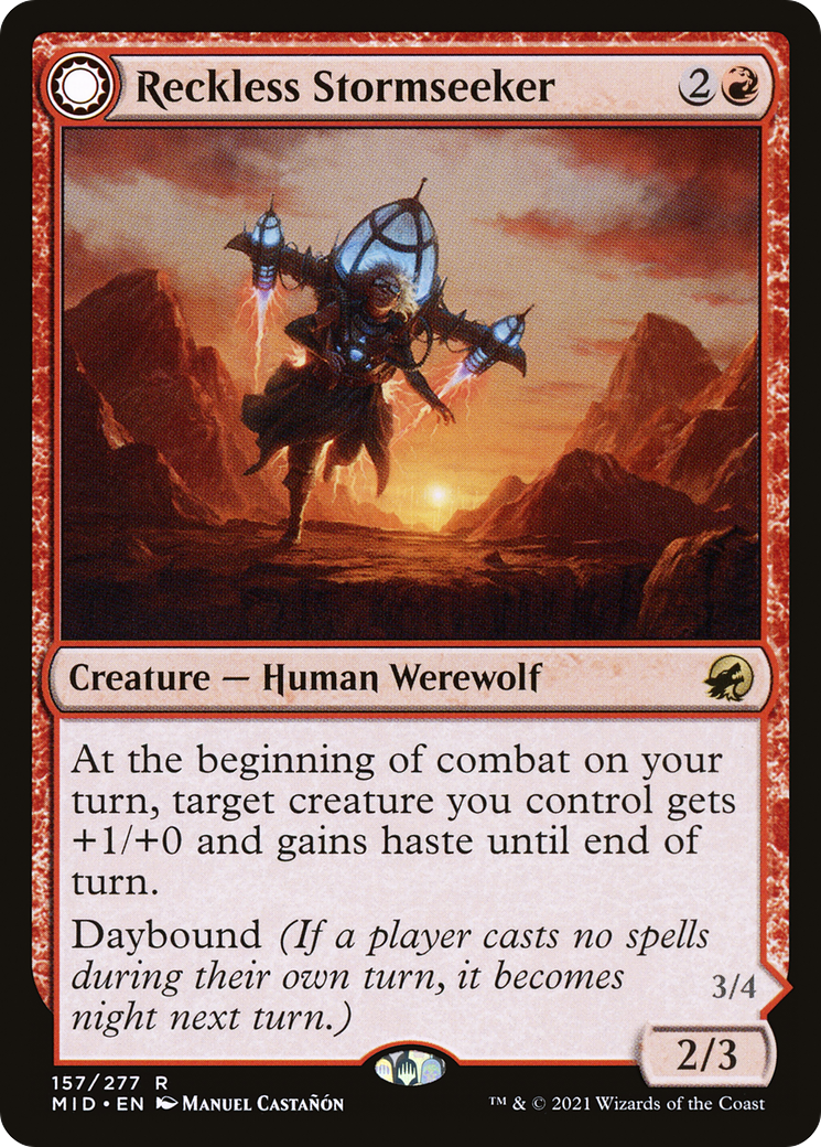 Image of Reckless Stormseeker (MID-157) - Innistrad: Midnight Hunt: (Double Faced Transform)