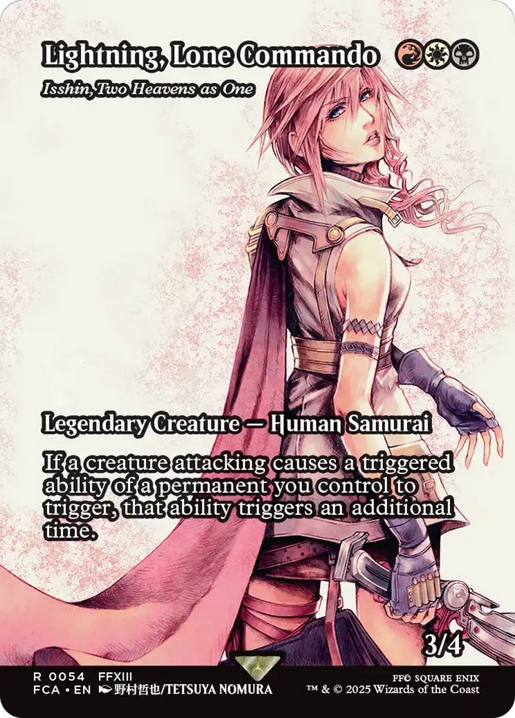 Image of Lightning, Lone Commando - Isshin, Two Heavens as One (Showcase) (FCA-054) - FINAL FANTASY: Through the Ages / Lightning, Lone Commando (Borderless) Foil
